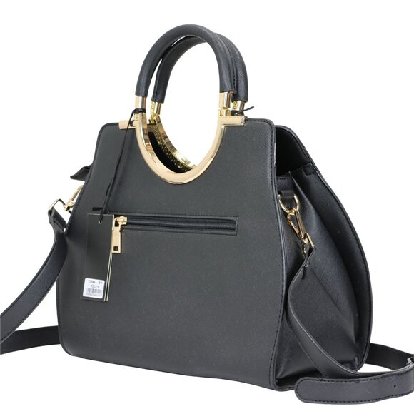 Black Faux Leather Purse and Wallet 2 in 1 Set Tote Cross Body Shoulder Hand Bag - Picture 2 of 9